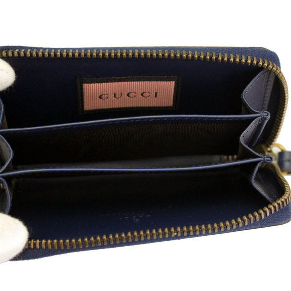 Gucci Navy Ghost Multicolor Case Card Blue Leather - Picture 1 of 4